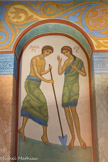 <center>Eglise saint Nazaire.</center>Dans le nartex, à gauche, Adam et Eve, revêtus de tunique de peau, portent la tenue du péché.
