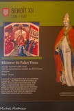 <center></center>Il poursuit la réorganisation de la cour pontificale engagée par Jean XXII et accroît les revenus de l’Eglise. Grâce à cette manne financière, il fait ériger en sept ans (1335-1342) un palais plus adapté aux besoins du gouvernement centralisé de l'Eglise. Cette nouvelle demeure est connue sous le nom de Palais Vieux par opposition au Palais Neuf construit par son successeur.
Le pape Benoît XII prêchant la croisade devant le roi de France, XVe siècle ; Paris, Bibliothèque Nationale de France.