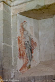 <center>L'église Saint-Trophime de Saumane.</center> Les fresques sembleraient avoir un lien de style avec celles des danses macabres de la Chaise-Dieu.
